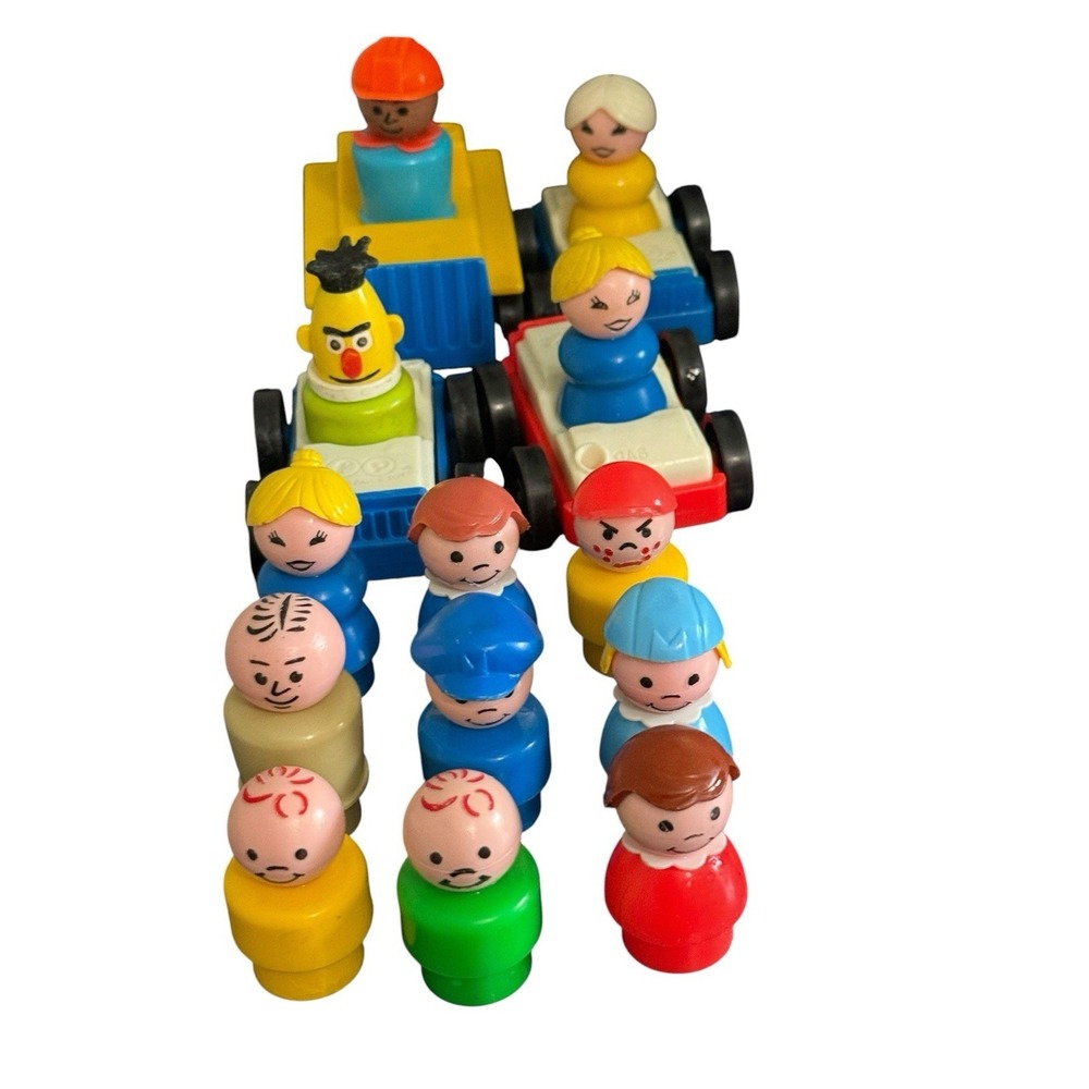 Vintage Fisher Price Little People Lot Sesame Street Bert Figures Vehicles 1970s